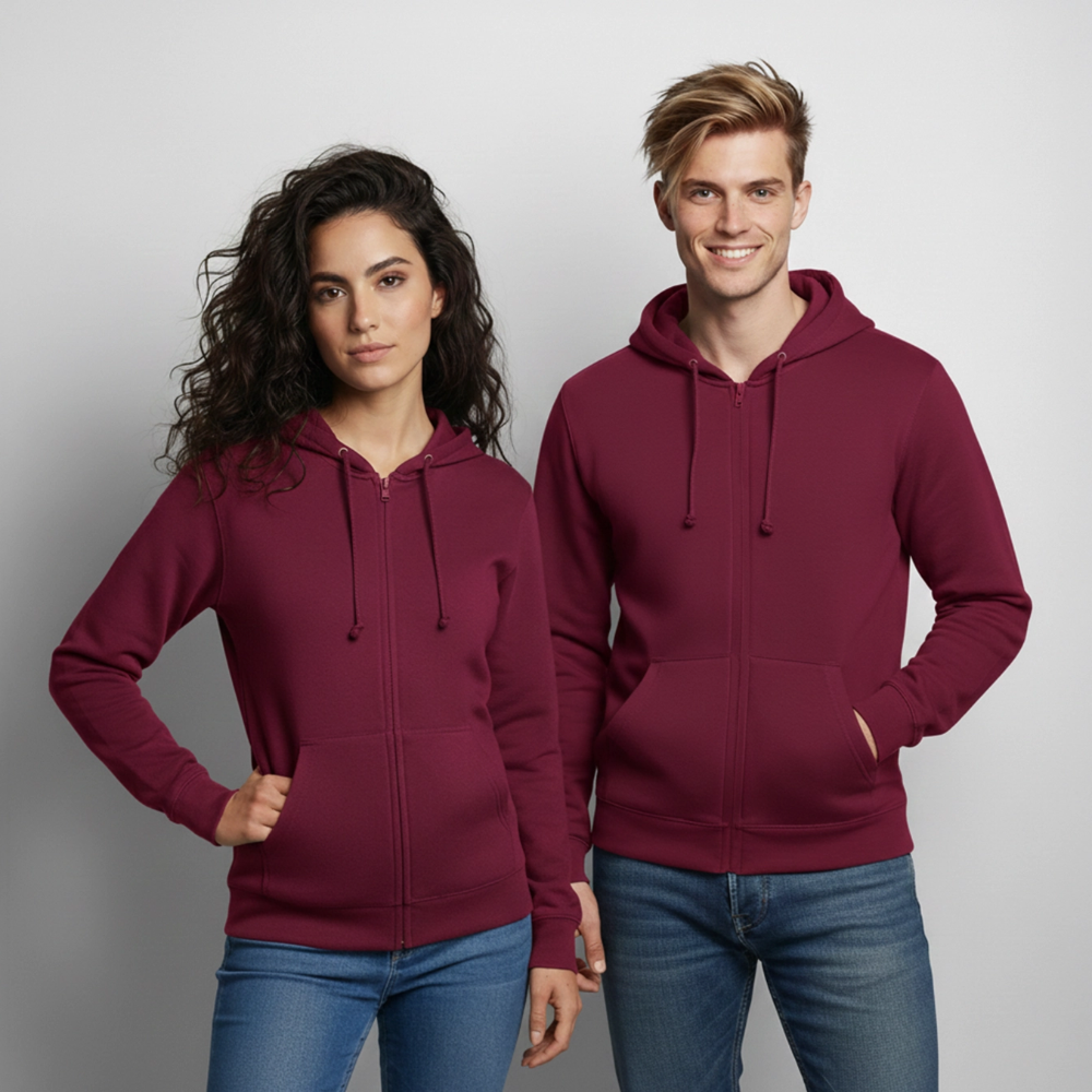 Unisex Kapuzenjacke - personalisierbare Vorder- und Rückseite - Bordeaux