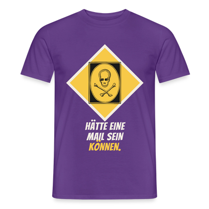 Hätte eine Mail sein können. Gefahrzeichen-Motiv Motiv-T-Shirt für Männer, Farbe Lila