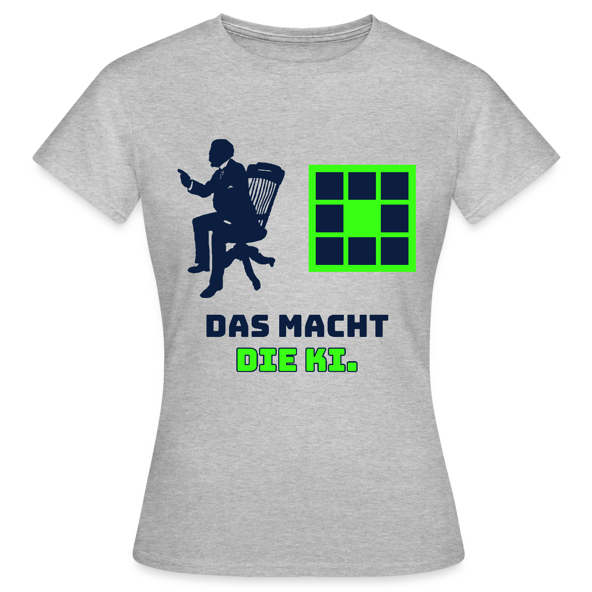 Das macht die KI. Motiv-T-Shirt für Frauen, Farbe Grau meliert