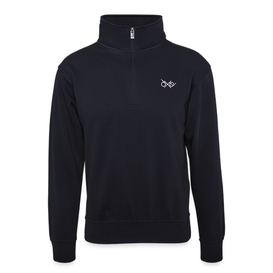 Pullover mit Zip-Kragen für Sie und Ihn (Unisex) - personalisierbare Vorder- und Rückseite - Dunkelnavy