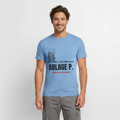 Ablage P. Gern geschehen. Motiv-T-Shirt für Männer, Farbe Carolina Blue, Model