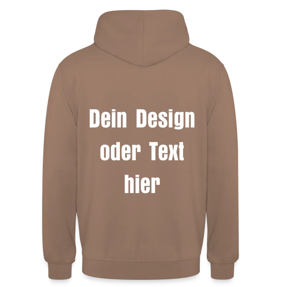 Unisex Hoodie - personalisierbare Vorder- und Rückseite - Mokka