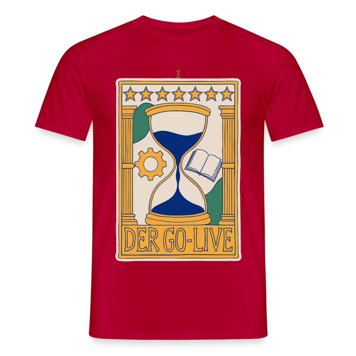 Der Go-Live. Tarot-Motiv Motiv-T-Shirt für Männer, Farbe Rot
