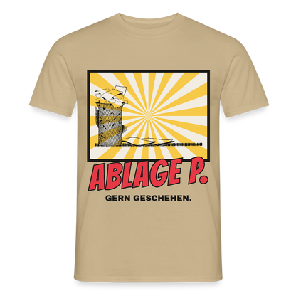 "Ablage P. Gern geschehen. Comic-Motiv" Motiv-T-Shirt für Männer, Farbe Sandbeige