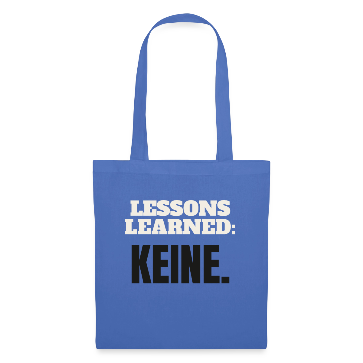 Lessons learned: keine. Stoffbeutel, Farbe Hellblau