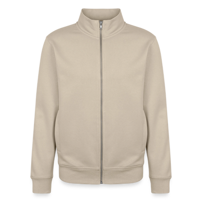 Pullover mit Zip-Kragen für Sie und Ihn (Unisex) - personalisierbare Vorder- und Rückseite - Cremebeige