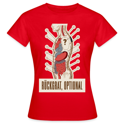 Rückgrat, optional. Anatomie-Motiv Motiv-T-Shirt für Frauen, Farbe Rot