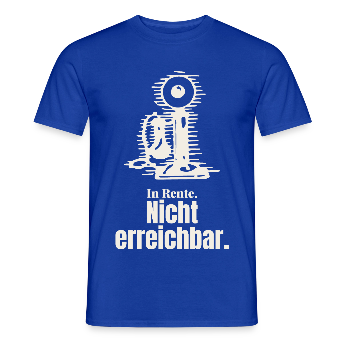 "In Rente. Nicht erreichbar. Strichzeichnung" Motiv-T-Shirt für Männer, Farbe Dunkelblau
