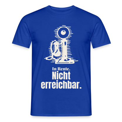 "In Rente. Nicht erreichbar. Strichzeichnung" Motiv-T-Shirt für Männer, Farbe Dunkelblau