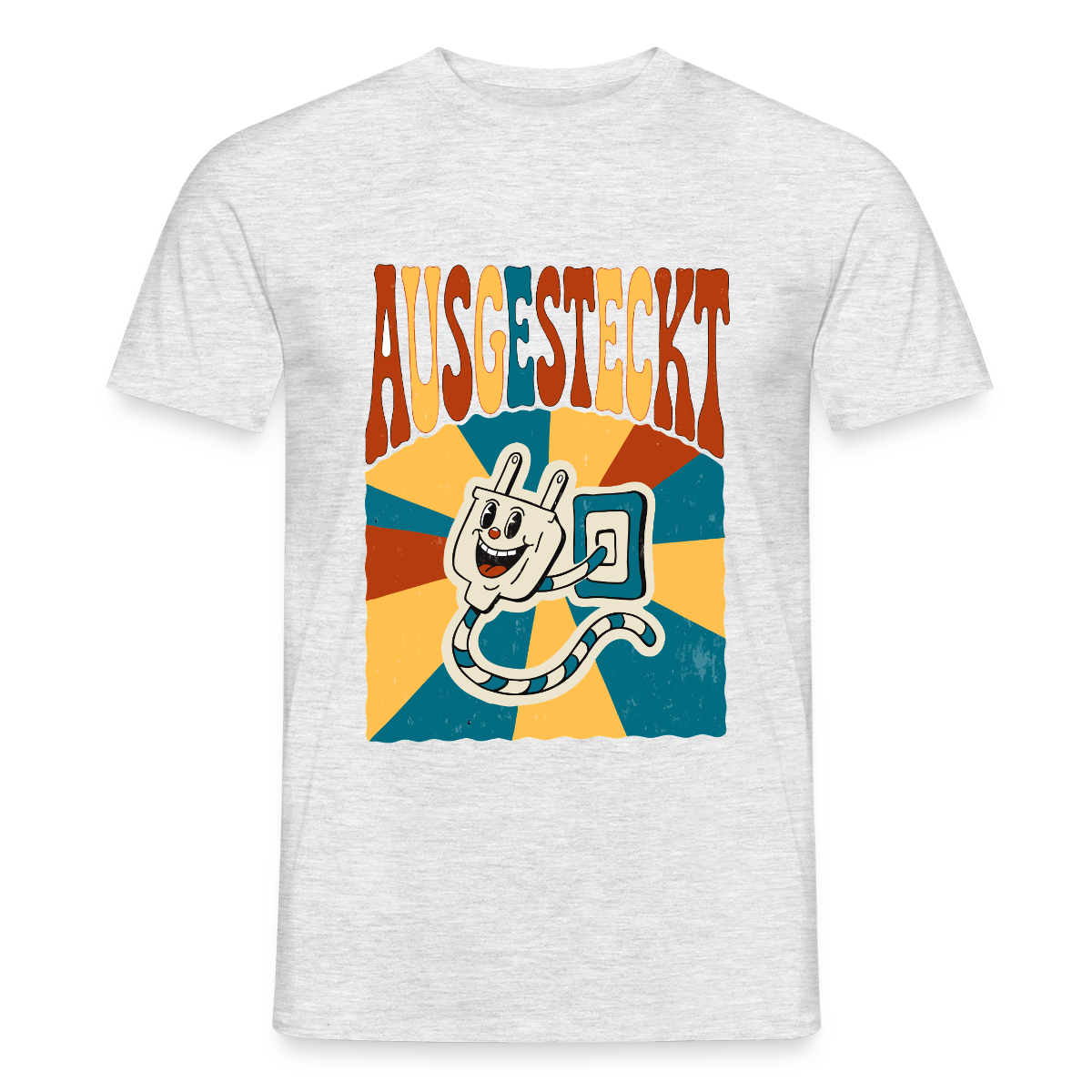 "Ausgesteckt. Midcentury-Motiv" Motiv-T-Shirt für Männer, Farbe Grau meliert