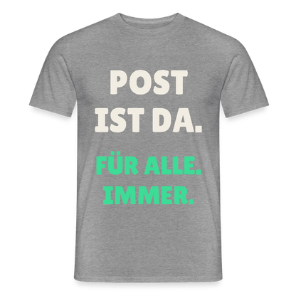 Post ist da. Für alle. Immer. Motiv-T-Shirt für Männer, Farbe Graphit meliert