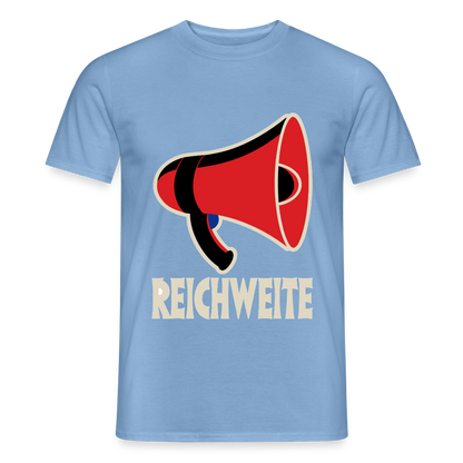 Reichweite. Sachplakat-Motiv Motiv-T-Shirt für Männer, Farbe Carolina Blue