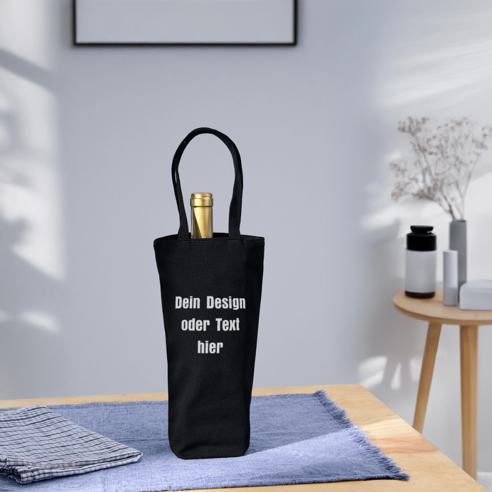 Geschenkbeutel für Flaschen - personalisierbar - Schwarz