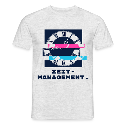 "Zeitmanagement. Glitch-Motiv" Motiv-T-Shirt für Männer, Farbe Grau meliert