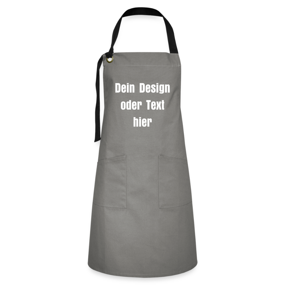 Kontrastschürze aus 100% Baumwolle, Metall - personalisierbar - Grau/Schwarz