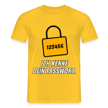 Ich kenne dein Passwort. Motiv-T-Shirt für Männer, Farbe Gelb