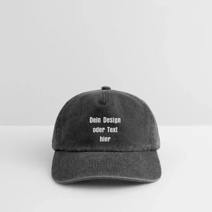 Vintage Dad Hat / Baseball Cap (100% Baumwolle) – personalisierbar - Vintage Schwarz