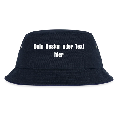 Kinder Bucket Hat - personalisierbar - navy/navy