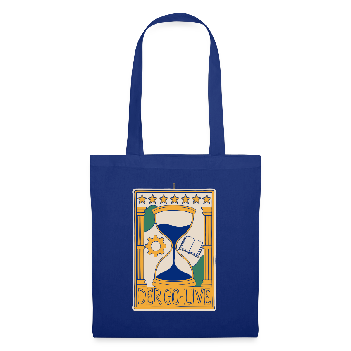 Der Go-Live. Tarot-Motiv Stoffbeutel, Farbe Royalblau