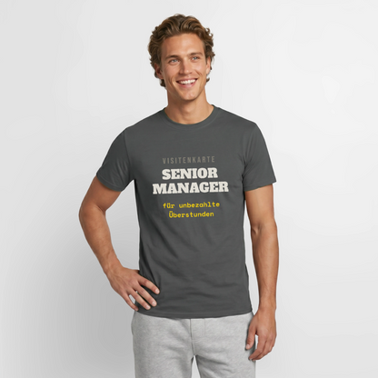 "Senior Manager für unbezahlte Überstunden" Motiv-T-Shirt für Männer, Farbe Anthrazit
