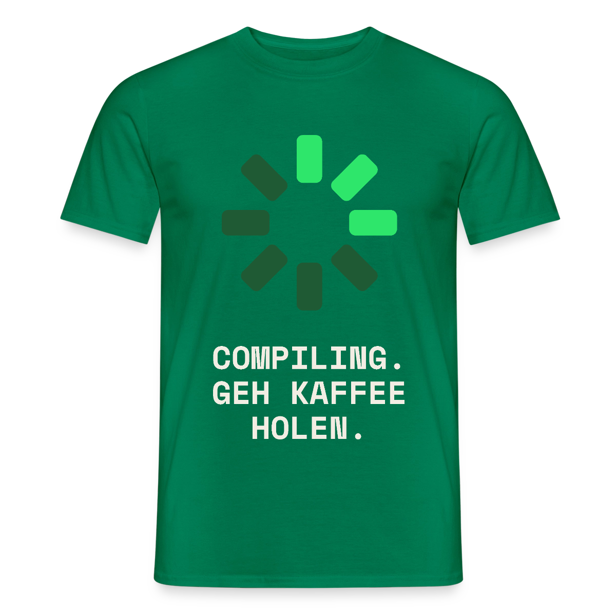 Compiling. Geh Kaffee holen. Motiv-T-Shirt für Männer, Farbe Kelly Green