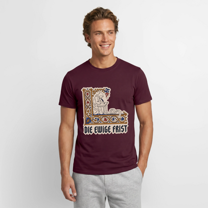 "Die ewige Frist. Buchmalerei-Motiv" Motiv-T-Shirt für Männer, Farbe Ziegelrot
