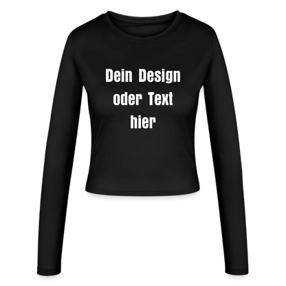 Frauen Slim Fit Langarmshirt - personalisierbare Vorder- und Rückseite - Schwarz