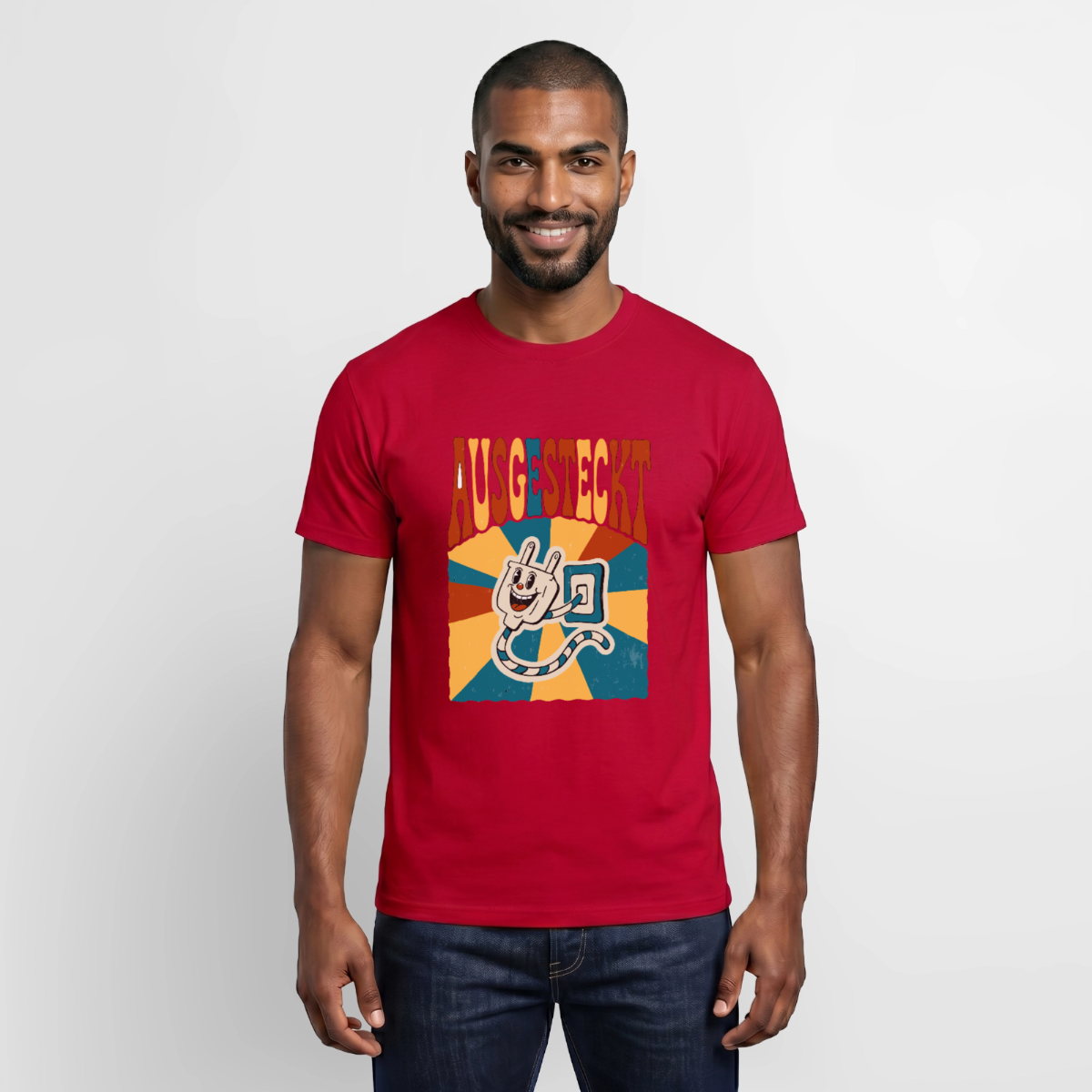 "Ausgesteckt. Midcentury-Motiv" Motiv-T-Shirt für Männer, Farbe Rot