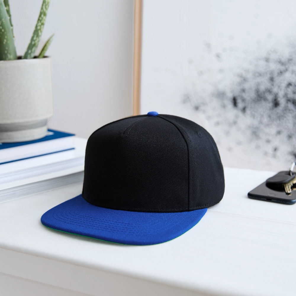 Snapback Cap - personalisierbar - Schwarz/Königsblau