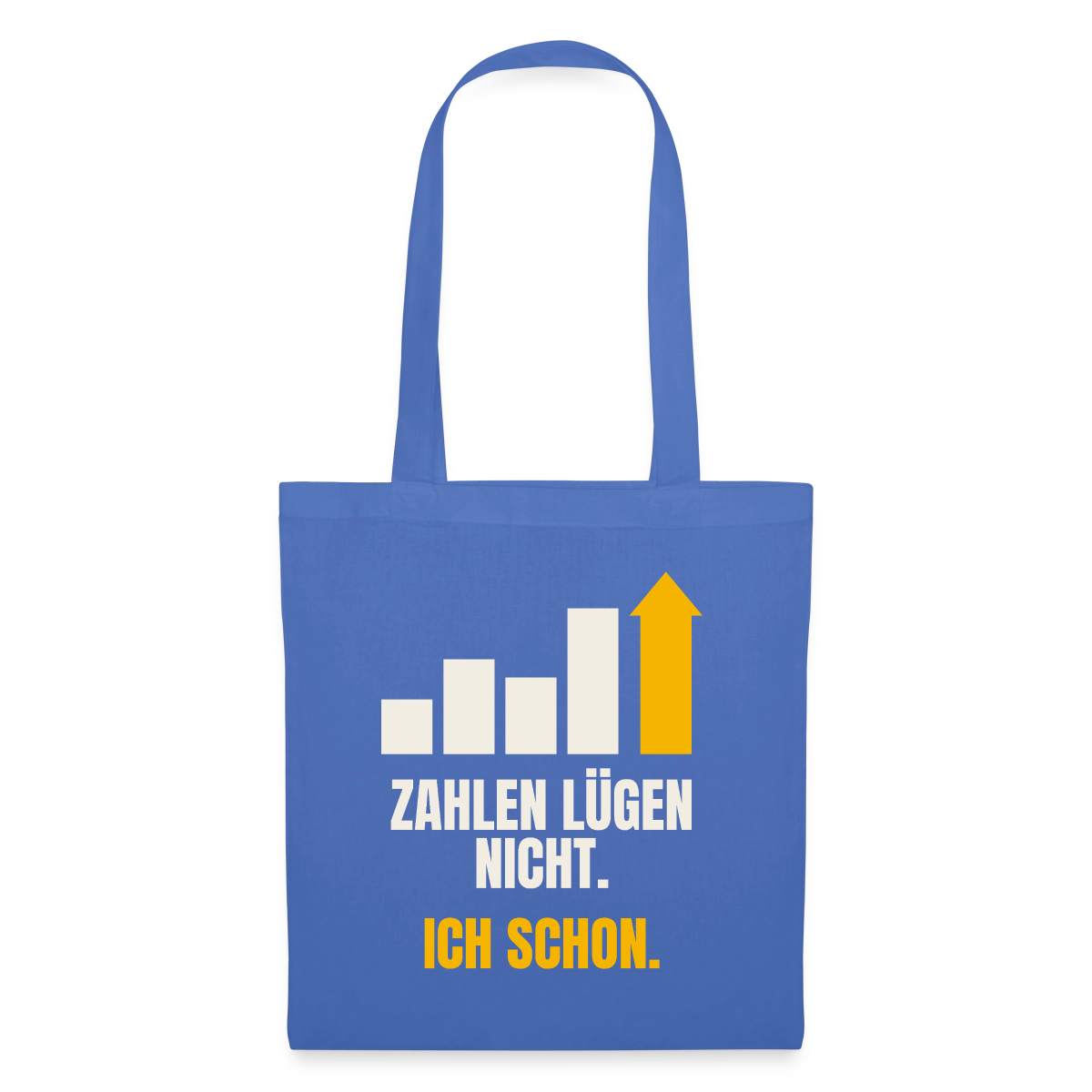 Zahlen lügen nicht. Ich schon. Stoffbeutel, Farbe Hellblau
