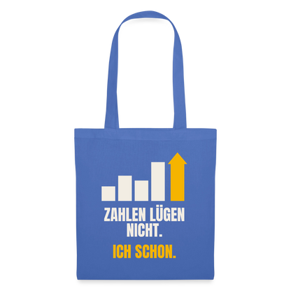 Zahlen lügen nicht. Ich schon. Stoffbeutel, Farbe Hellblau