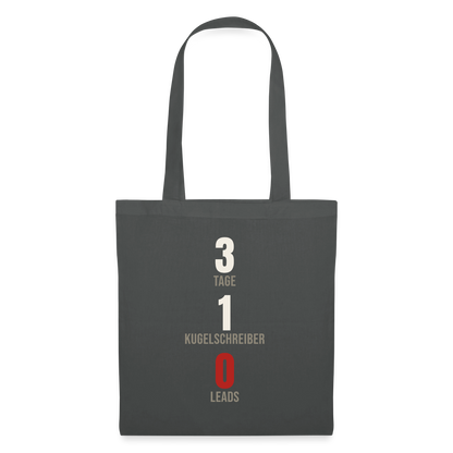 3 Tage. 1 Kugelschreiber. 0 Leads. Stoffbeutel, Farbe Graphite