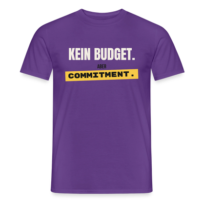 "Kein Budget. Aber Commitment." Motiv-T-Shirt für Männer, Farbe Lila