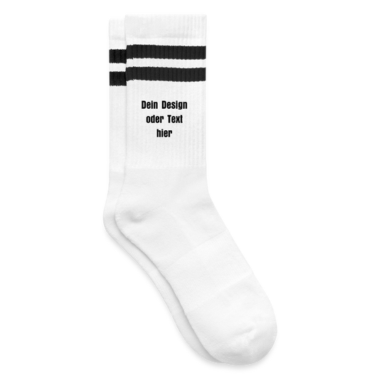 Tennissocken gestreift - personalisierbar - Weiß/Schwarz