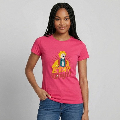 "ETA? Läuft! Midcentury-Motiv" Motiv-T-Shirt für Frauen, Farbe Azalea