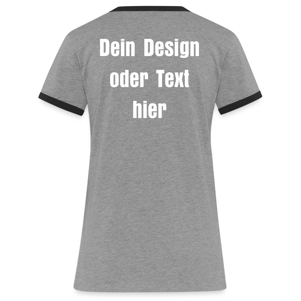 Frauen Kontrast-T-Shirt - personalisierbare Vorder- und Rückseite - Grau meliert/Schwarz