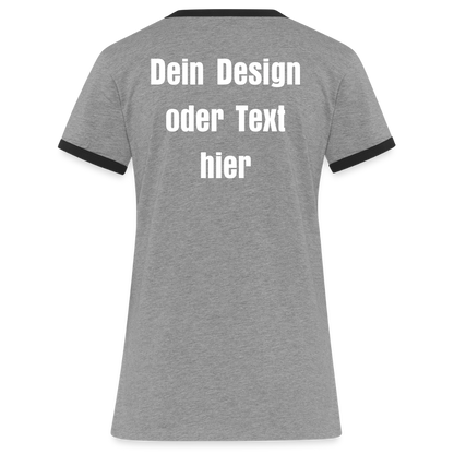 Frauen Kontrast-T-Shirt - personalisierbare Vorder- und Rückseite - Grau meliert/Schwarz