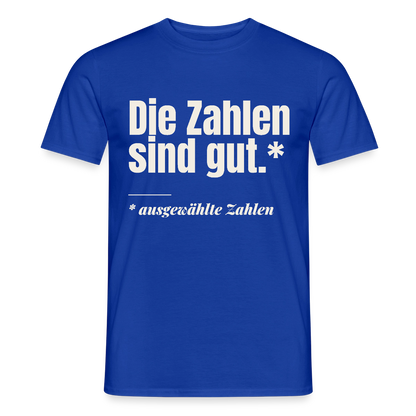 Die Zahlen sind gut. Ausgewählte Zahlen. Motiv-T-Shirt für Männer, Farbe Dunkelblau