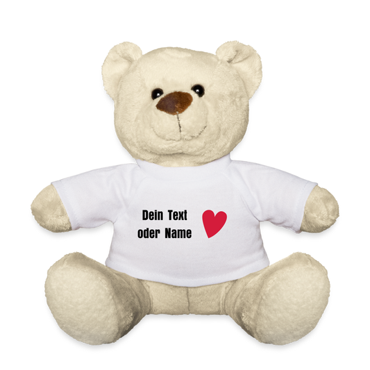 Teddy "Valentine" - personalisierbarer Text oder Name - Weiß