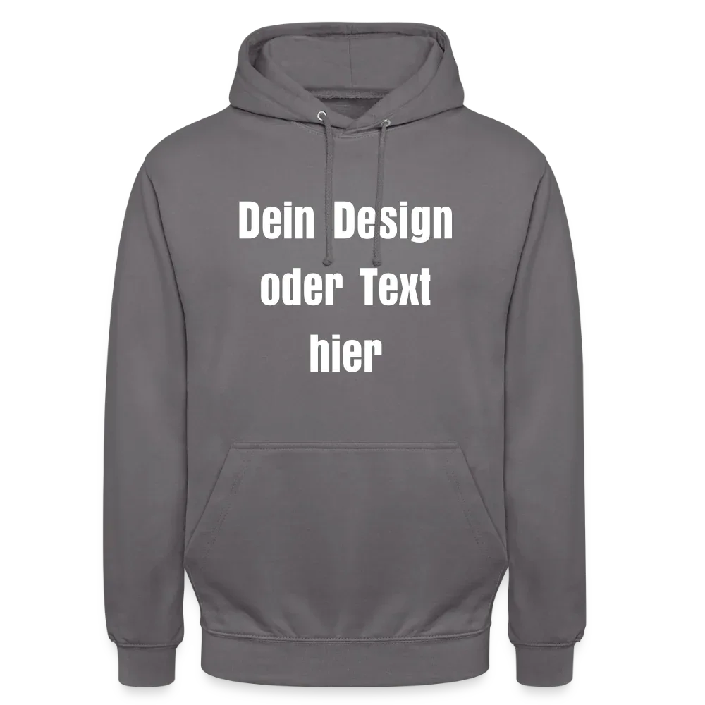 Unisex Hoodie - personalisierbare Vorder- und Rückseite - Mittelgrau