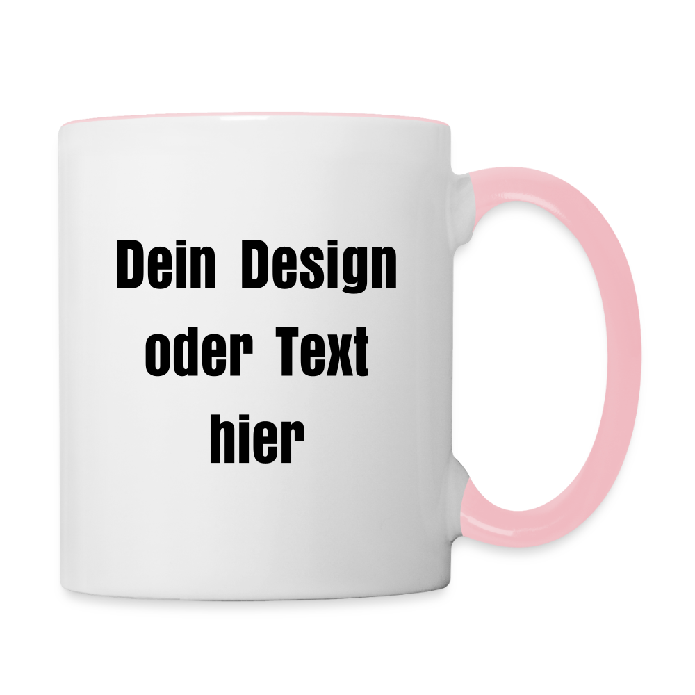 Keramiktasse zweifarbig 325ml - personalisierbar - Weiß/Pink