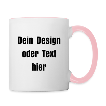 Keramiktasse zweifarbig 325ml - personalisierbar - Weiß/Pink