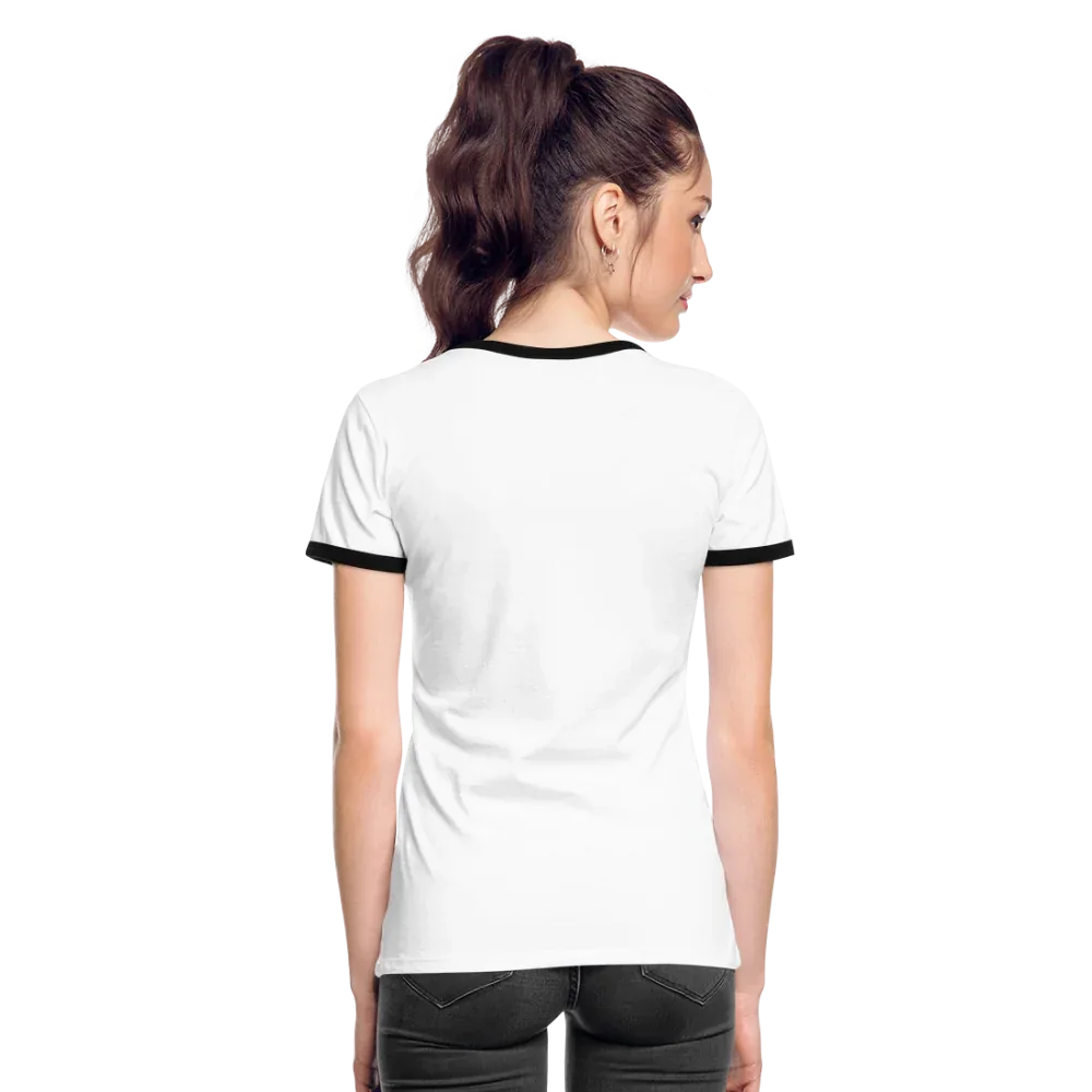 Frauen Kontrast-T-Shirt - personalisierbare Vorder- und Rückseite - Weiß/Schwarz