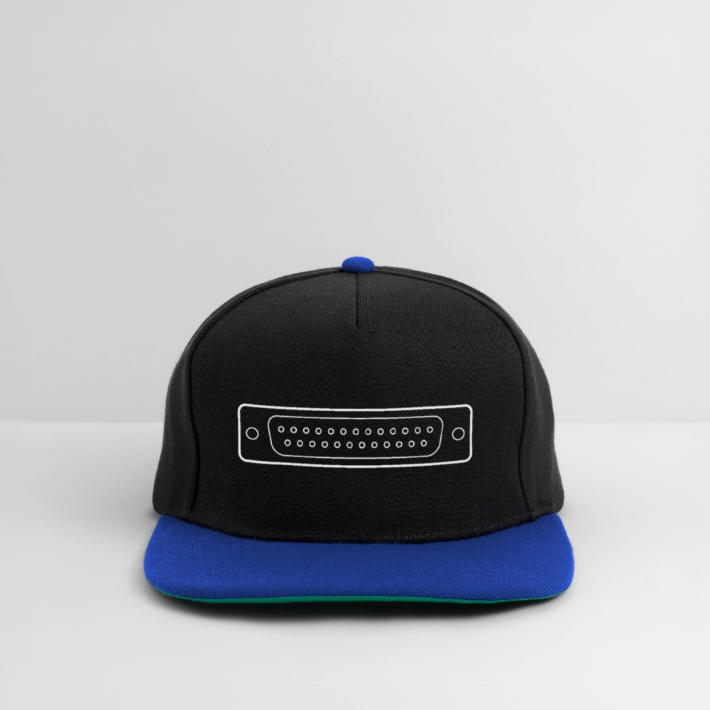 DB-25 LPT1 Retro Snapback Cap - Schwarz/Königsblau