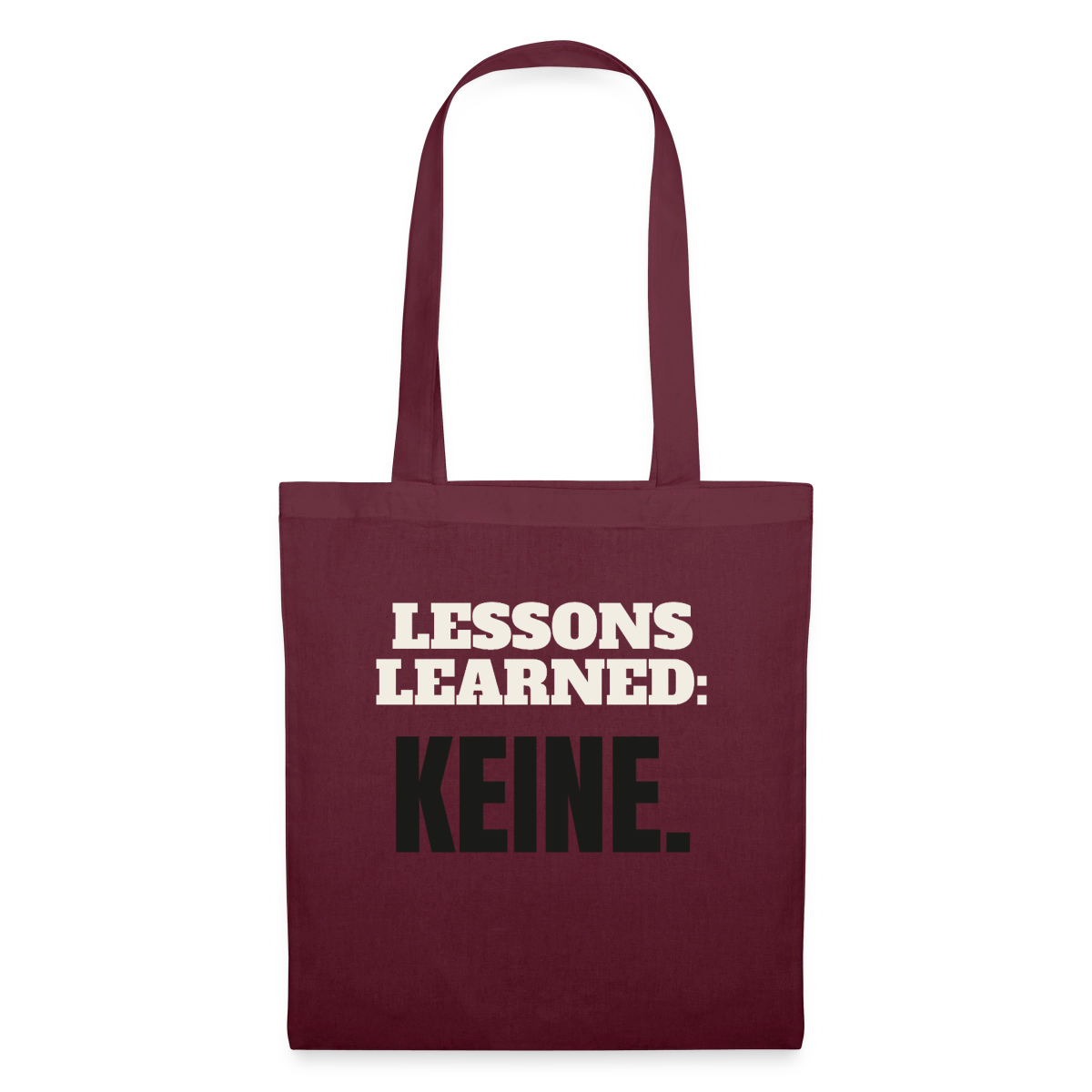 Lessons learned: keine. Stoffbeutel, Farbe Burgunderrot