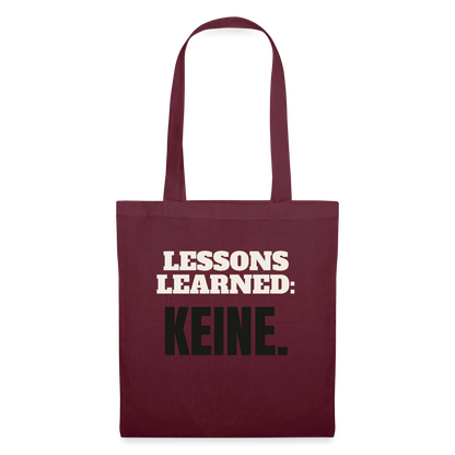 Lessons learned: keine. Stoffbeutel, Farbe Burgunderrot