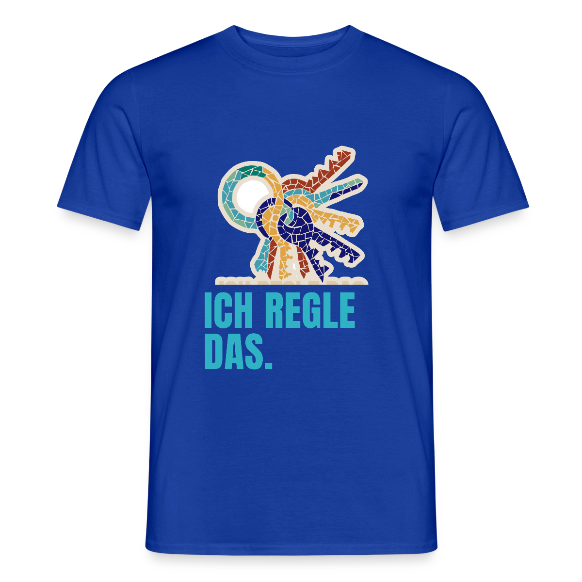 Ich regle das. Mosaik-Motiv Motiv-T-Shirt für Männer, Farbe Dunkelblau