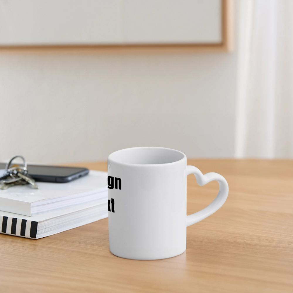 Keramiktasse Henkel in Herzform 300 ml - personalisierbar - Weiß