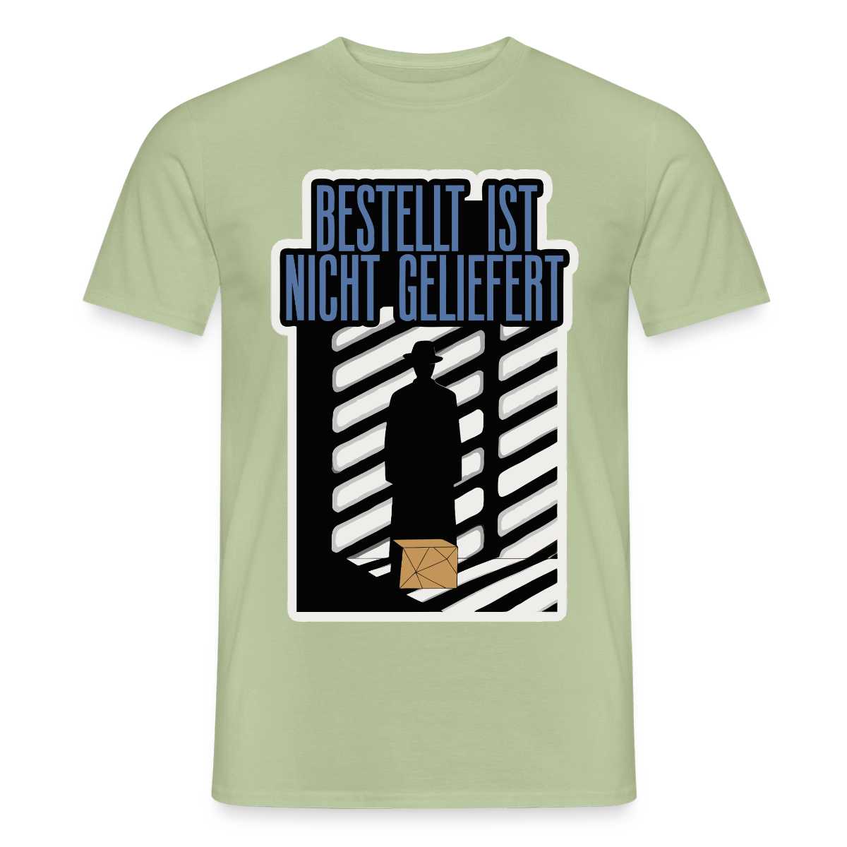 "Bestellt ist nicht geliefert. Film-noir-Motiv" Motiv-T-Shirt für Männer, Farbe Sage