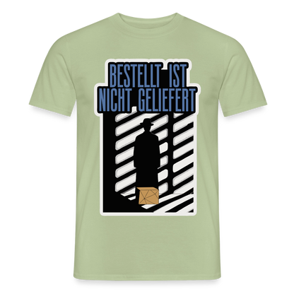 "Bestellt ist nicht geliefert. Film-noir-Motiv" Motiv-T-Shirt für Männer, Farbe Sage